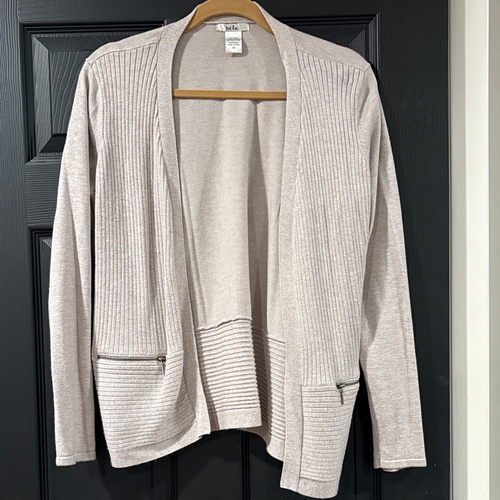 Elegant Beige Open Front Cardigan